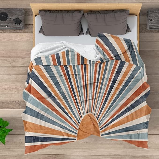 Boho Colorful Sunrise Throws Blankets Abstract Mid Century Modern Throw Blanket - Image 5