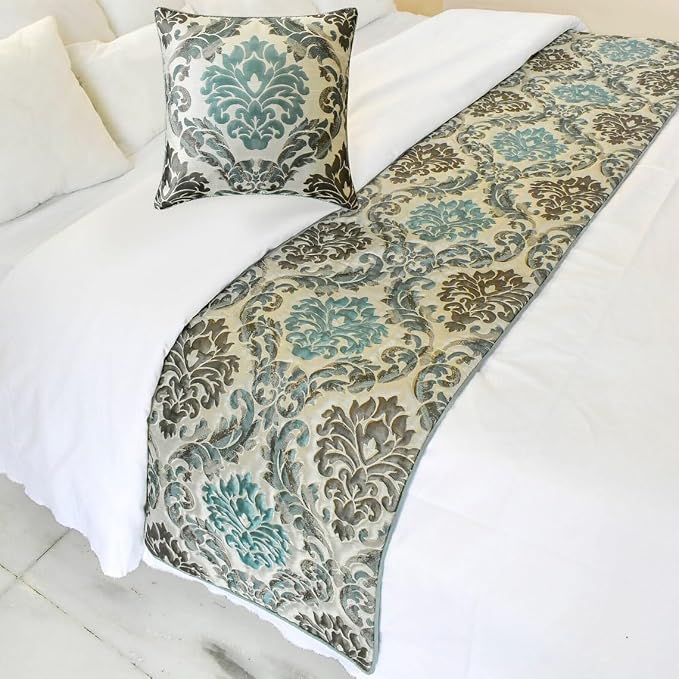 The HomeCentric King/Queen/Twin Blue Decorative CA King 86"x18" Bed Runner by TheHomeCentric