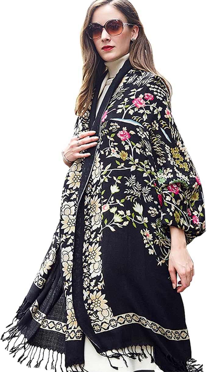 DANA XU 100% Merino Wool Extra Large Pashmina Blanket Travel Scarf Cashmere Wrap by DANAXU