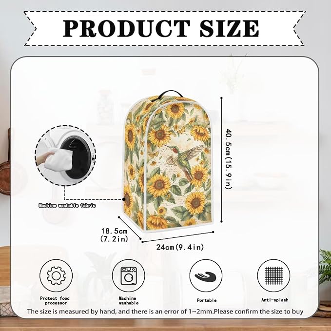 Birds Sunflower Print Blender Dust Cover, Stand Mixer or Coffee Maker Appliance - Image 6