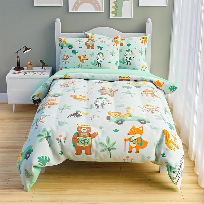 SANDJEST Jungle Animal Comforter Set Full Size 98x86in - Image 6