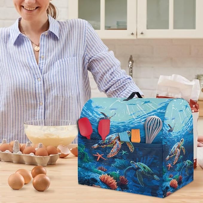 Sea Turtle Mixer Cover 6-8 Qt Stand Mixer Kitchen Aid Covers Counter Food - Image 5