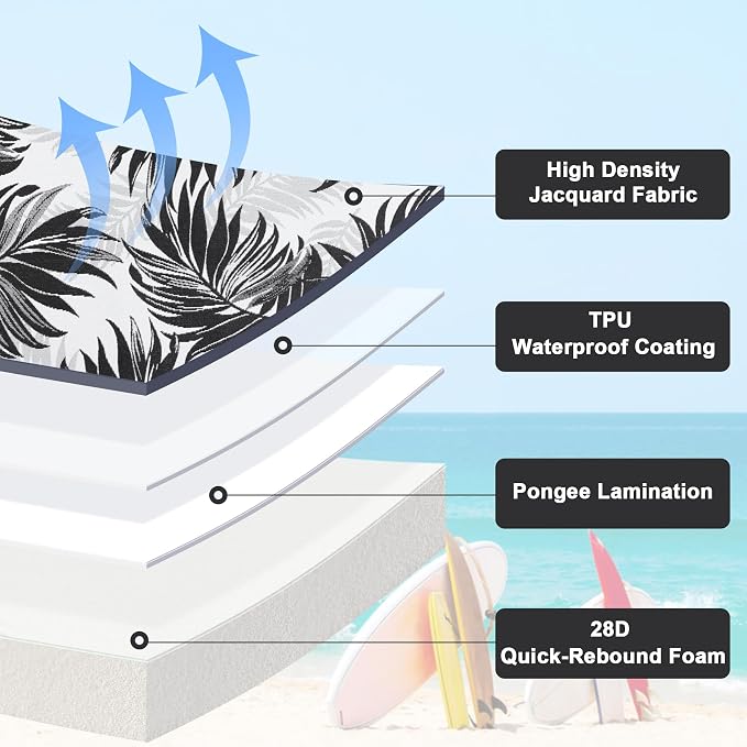 Favoyard Outdoor Chair Cushion 24 x 24 x 4 In Waterproof Pattern Fade Resistant - Image 4