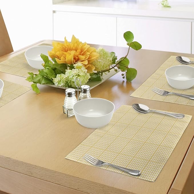 Ambesonne Vintage Place Mats Set of 4, Gingham Pattern - Image 4