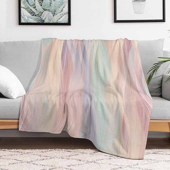 Fashion Gradient Blanket, Modern Abstract Art Colorful Pink Painting Strokes - Image 6