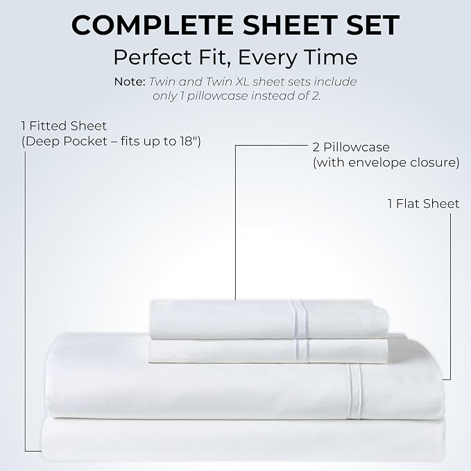 100% Natural Cotton Bed Sheets | 500 TC Single-Ply Sateen Weave King Size - Image 3