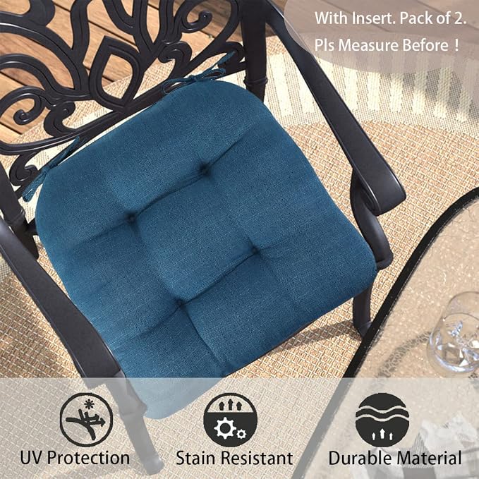 FUNHOME Outdoor Chair Cushions 19 x19 Inch, Water Resistant Tufted Seat - Image 4