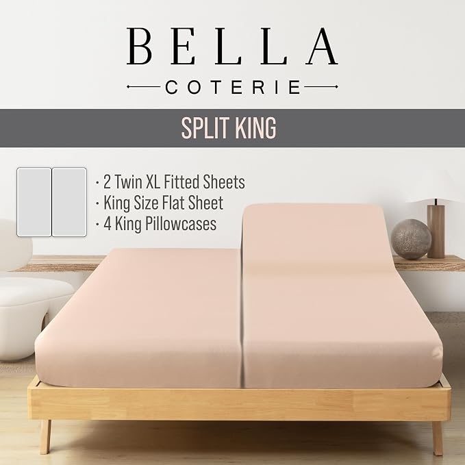 Bella Coterie 7 Piece Luxury Bamboo Viscose Split King Size Sheet Set | 2 - Image 2