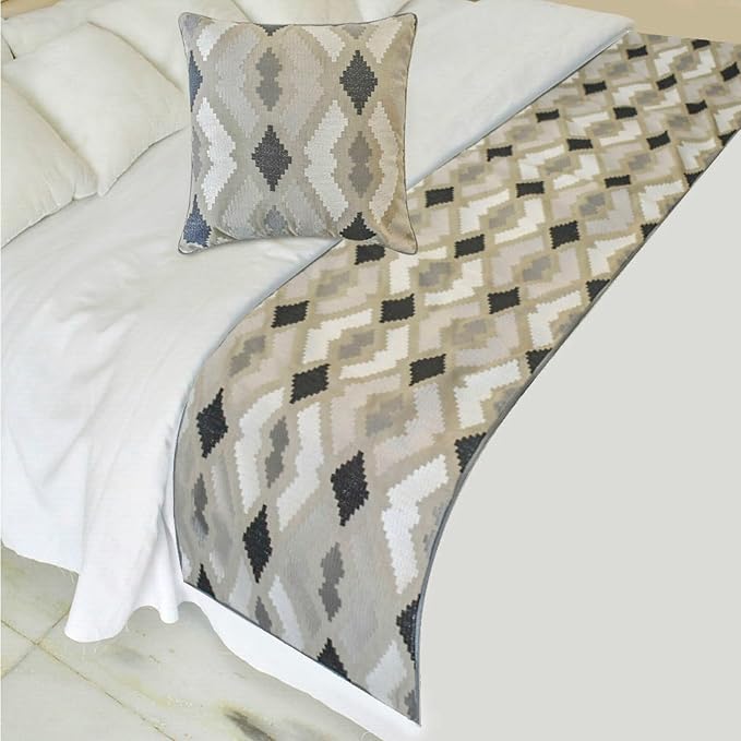 The HomeCentric King/Queen/Twin Beige Decorative Bed Runner Full 68"x18" Bed by TheHomeCentric