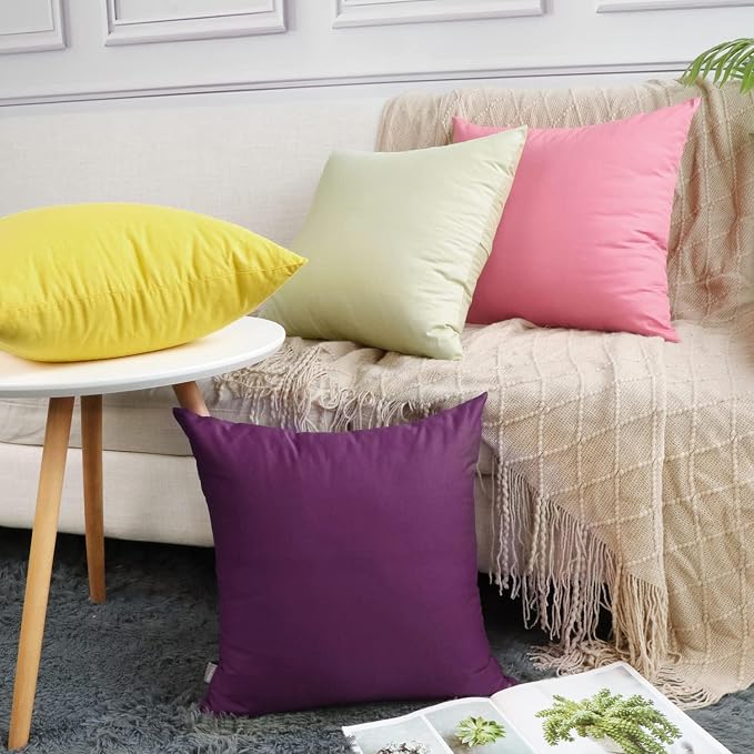 4-Pack 100% Cotton Comfortable Solid Decorative Throw Pillow Case, Thmyo Square - Image 3
