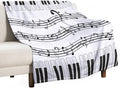 Music Blanket Black White Piano Keys Music Note Modern Abstract Art Print Soft by JADERYS