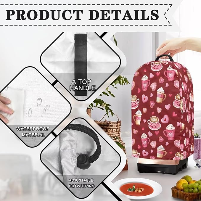 Romantic Kitchen Blender Dust Cover Red Food Processor Heat Dust Protection - Image 5
