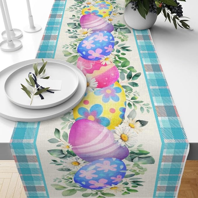 Easter Table Runner, Easter Eggs Farmhouse Table Runners, Easter Kitchen Dining - Image 5