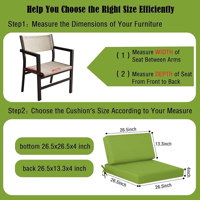 idee-home Outdoor Cushions for Patio Furniture, Outdoor Seat Cushion, - Image 5