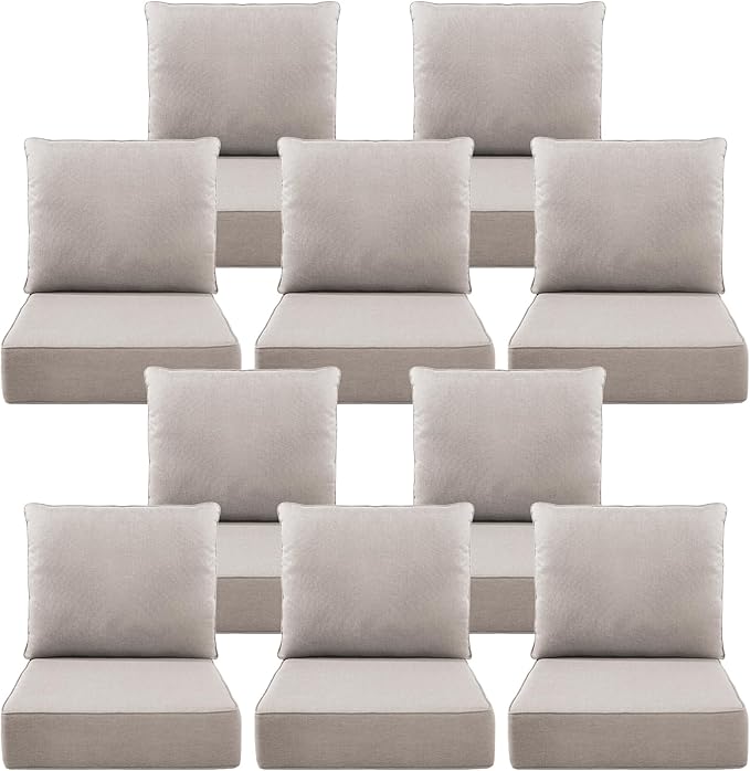 Luxury 6" Outdoor Cushions for Patio Furniture, Fade Resistant Couch Chair by Pugire