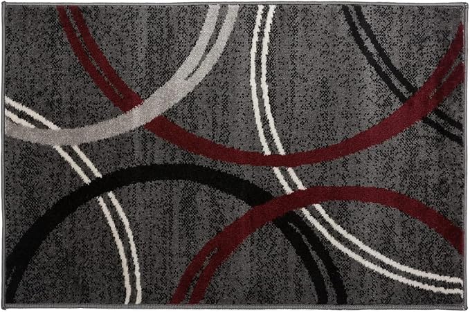 Rugshop Modern Wavy Circles Design Non-Shedding Accent Rug, Carpet - Image 2