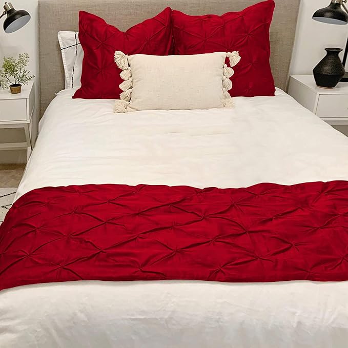 Bed Runner Set - King, 100% Cotton, 800 Thread Count, Pinch Pleated Bed Runner - Image 2