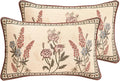ISAENNE Design Linen Vintage Throw Pillow Covers 12"x20" Pack of 2, Rectangle by Isaennehomedecoration