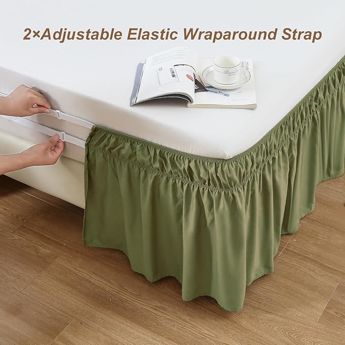 MEILA Full Bed Skirt, Wrap Around Ruffle Bed Skit - Image 2