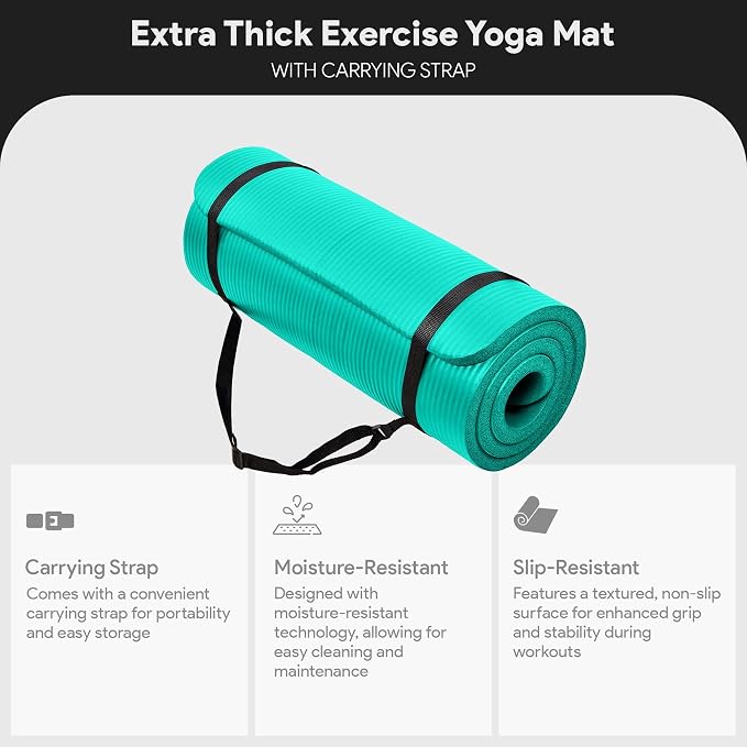 BalanceFrom GoCloud 71x24 Inches Extra Thick Yoga Mat 1-Inch High-Density Foam - Image 4