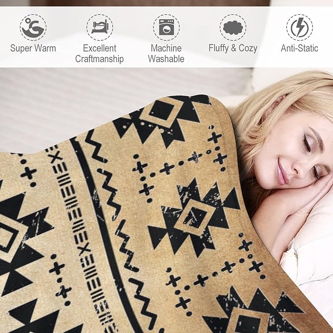 Tribal Aztec Throw Blanket, Southwestern Native Blanket, Vintage Ethnic - Image 4