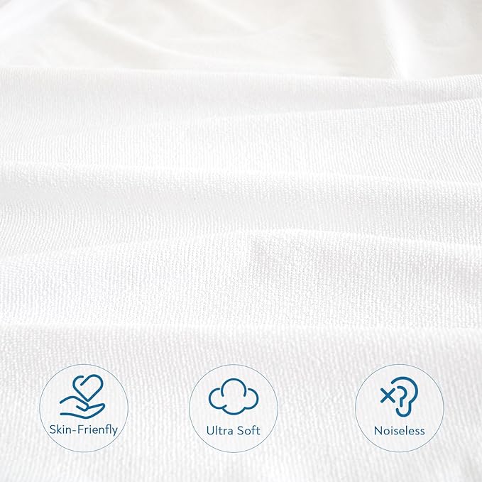 4 Pack Twin Mattress Protector Waterproof Premium Terry Twin Bed Sheets Fitted - Image 4