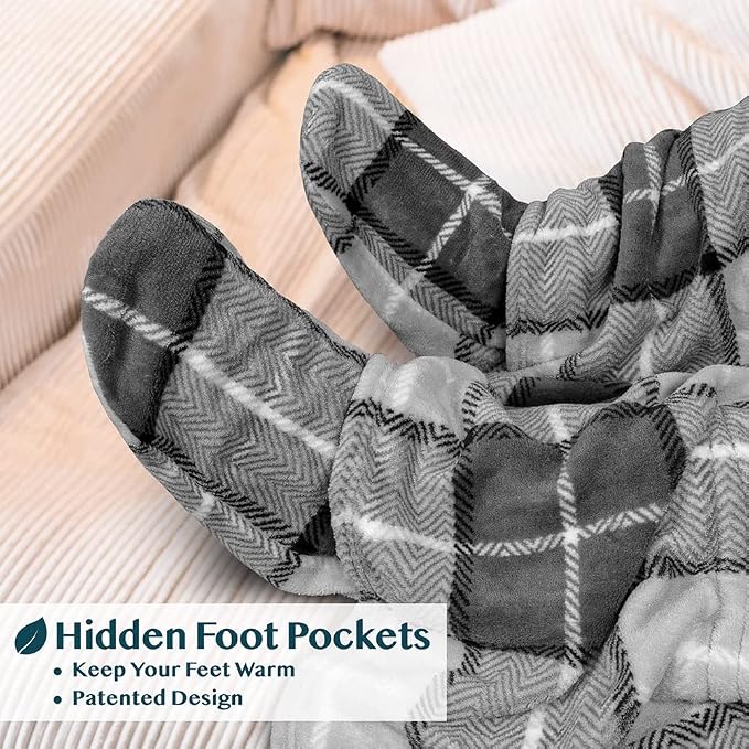 PAVILIA Fleece Blanket with Sleeves, Foot Pockets - Image 2