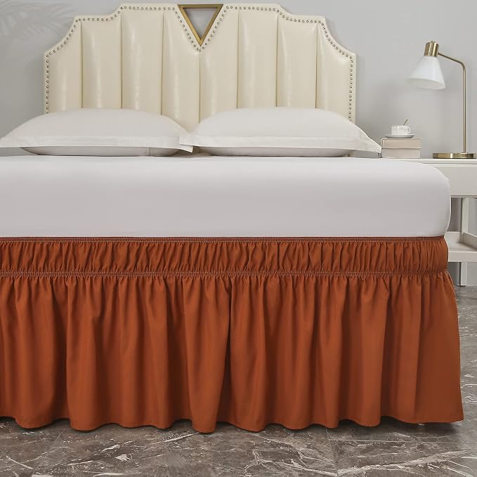 MEILA Wrap Around Bed Skirt Three Fabric Sides Elastic Dust Ruffled 18 Inch - Image 5