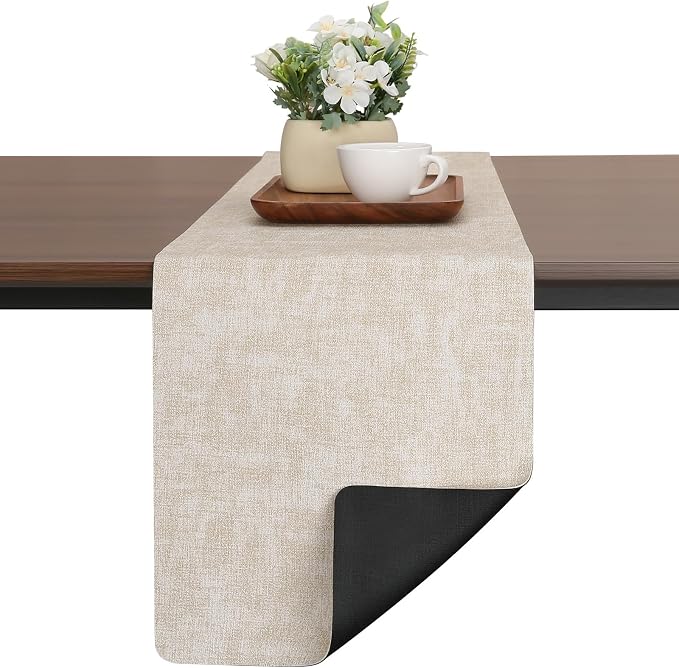 Table Runners 72 Inches Long, Dual-Sided Faux Leather Farmhouse Table Runner by Chitomars