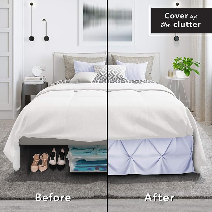 Nestl Ice Blue Bed Skirt King Size, Pinch Pleat King Bed Skirt, Hotel Quality - Image 4