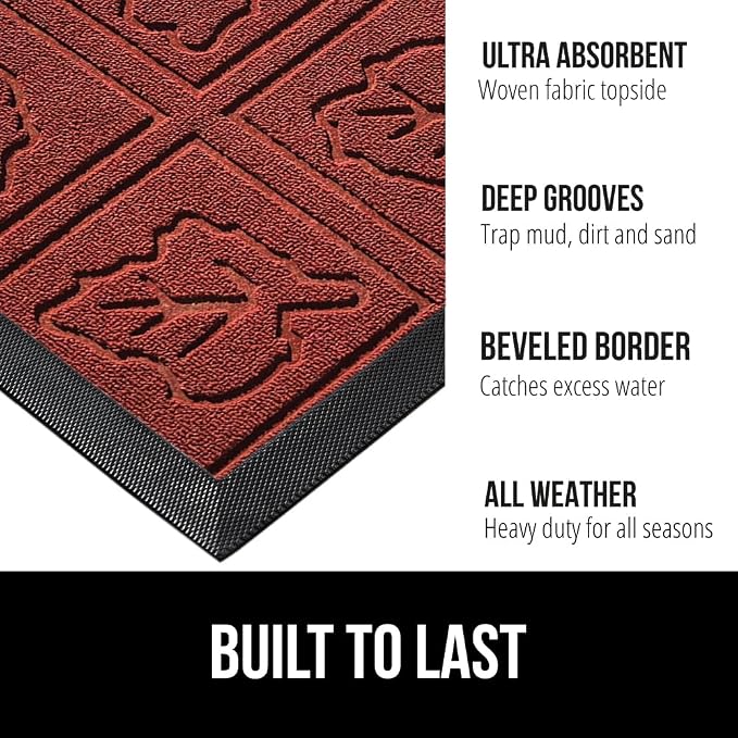 GORILLA GRIP 100% Waterproof All-Season WeatherMax Doormat 35x23, US Designed - Image 2