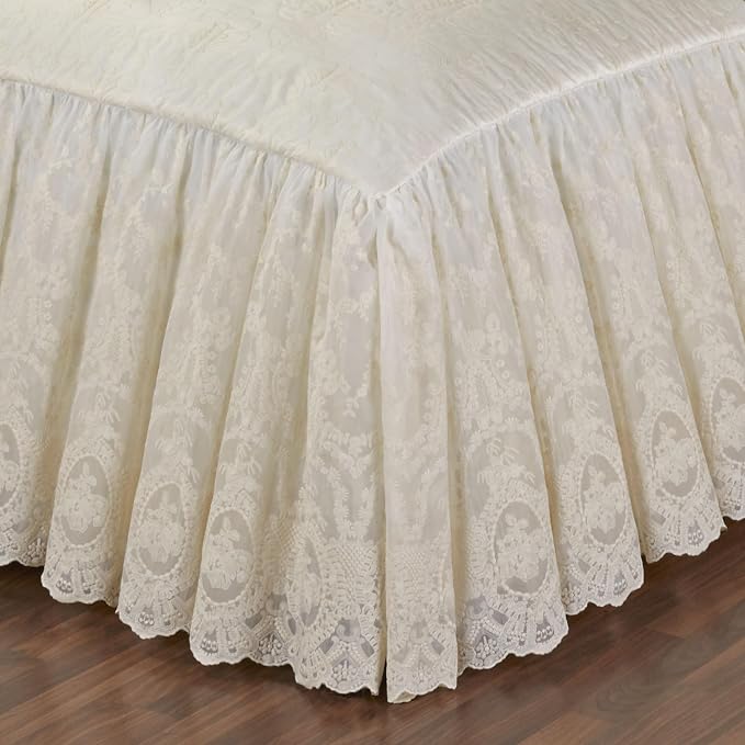 Cameo Lace Luxury Washable Polyester Bedding | Vintage | Pearl Scroll Leaf - Image 4