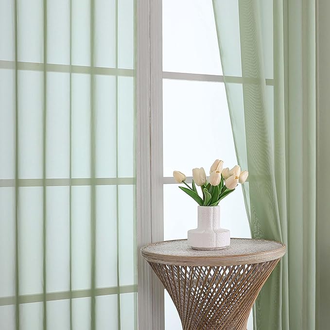 OVZME Sage Green Bedroom Curtains 96 Length - Image 3