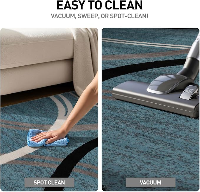 Rugshop Modern Wavy Circles Design Square Rug, Non-Shedding Carpet - Image 7
