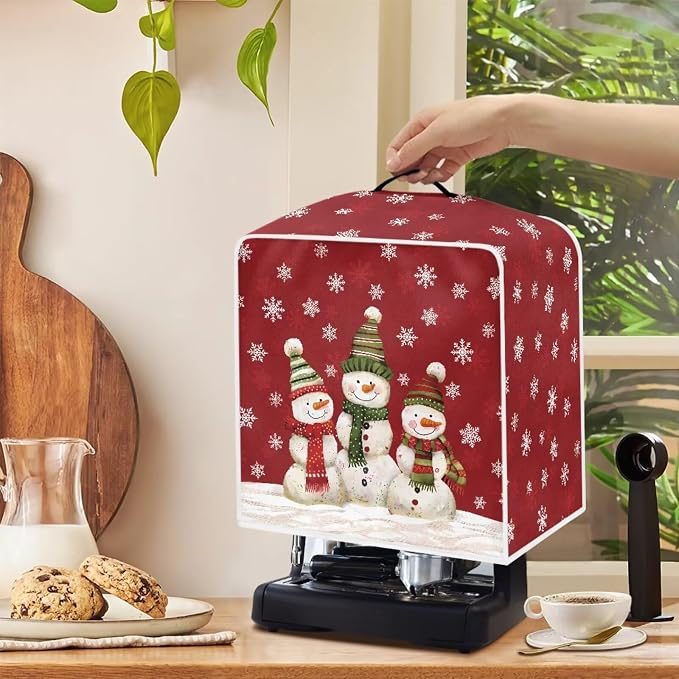 Christmas Coffee Maker Cover, Cute Snowman Coffee Dust Cover, Xmas Mixer - Image 4