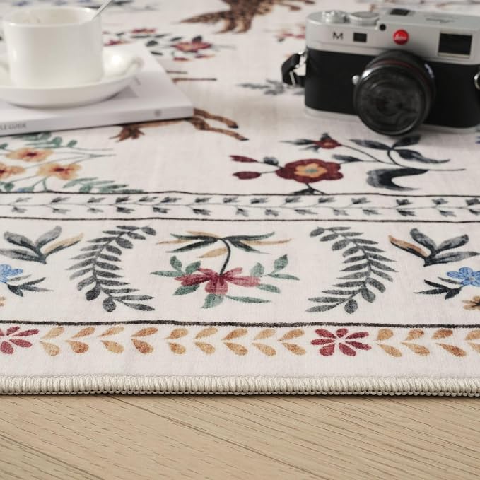 Rugcomf Door Mat Indoor Entrance 2x3 Rug Machine Washable Boho Floral Animal - Image 8