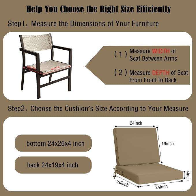 idee-home Outdoor Cushions for Patio Furniture, Outdoor Seat Cushion, - Image 7