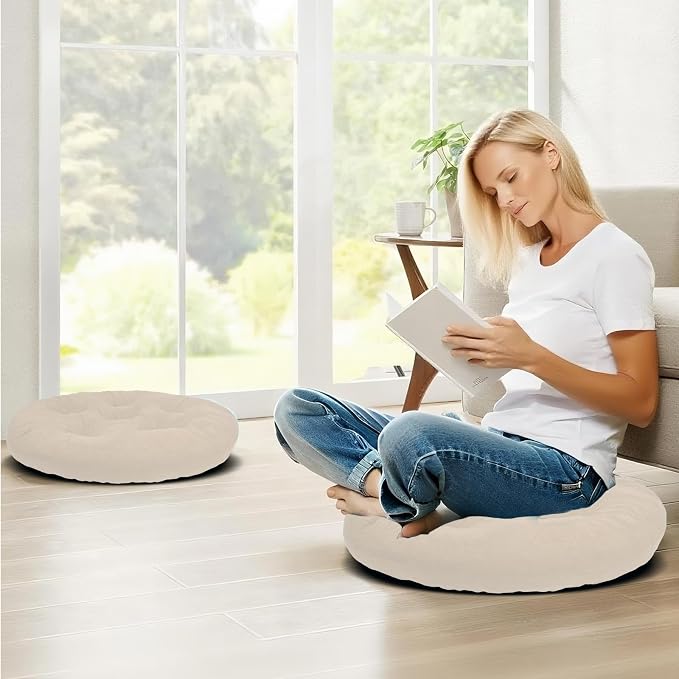 Meditation Floor Pillow Set of 2, Round Large Pillows Seating - Image 3