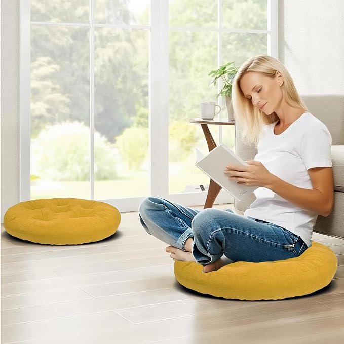 Meditation Floor Pillow Set of 2, Round Large Pillows Seating - Image 3