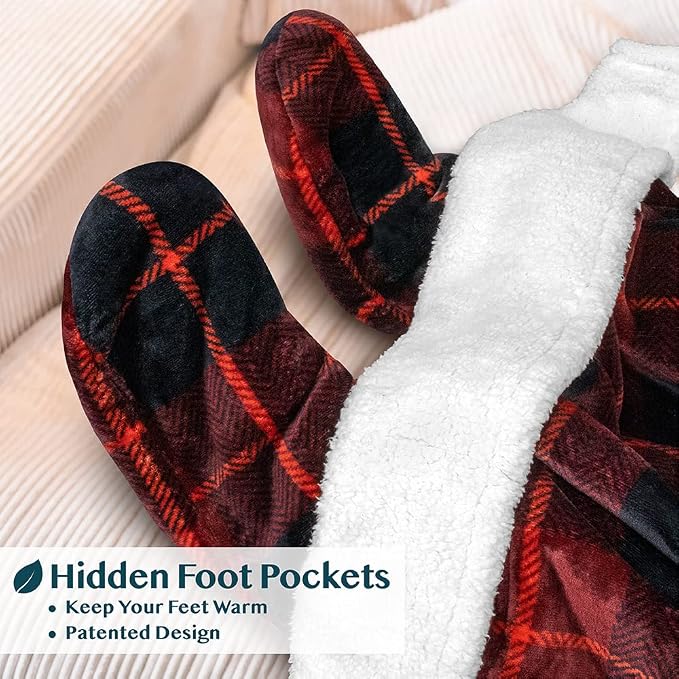 PAVILIA Sherpa Blanket with Sleeves, Foot Pocket - Image 2