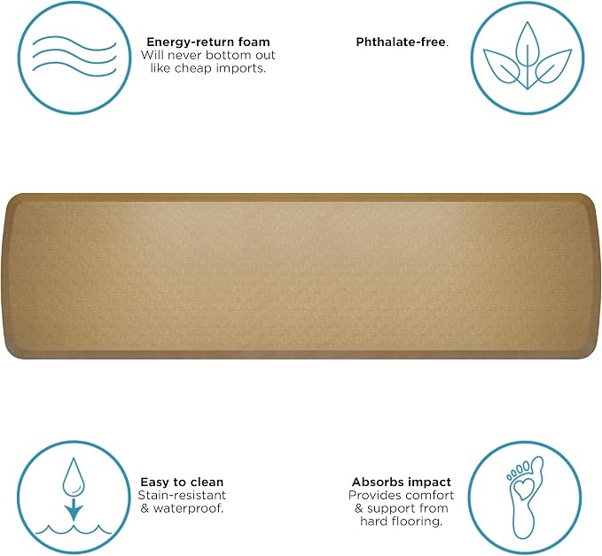 GelPro Elite Premier Anti-Fatigue Kitchen Comfort Floor Mat, Linen Khaki Stain - Image 5
