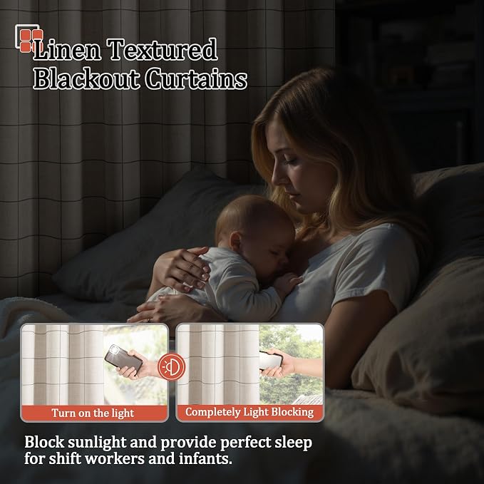 Grey Plaid Curtains Pattern Printed 90 Inches Long - Image 6
