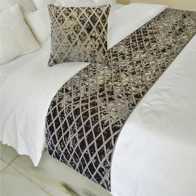 The HomeCentric King/Queen/Twin Grey Decorative Bed Runner Twin 53"x18" Bed by TheHomeCentric