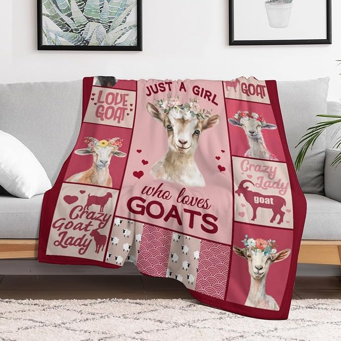 Goat Blanket Just A Girl Who Loves Goats Sheep Lamb Print Throw Blankets - Image 2