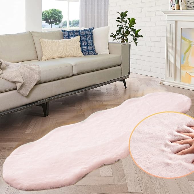 Pink Plush Washable Fluffy Fur Rugs by ORINOVA