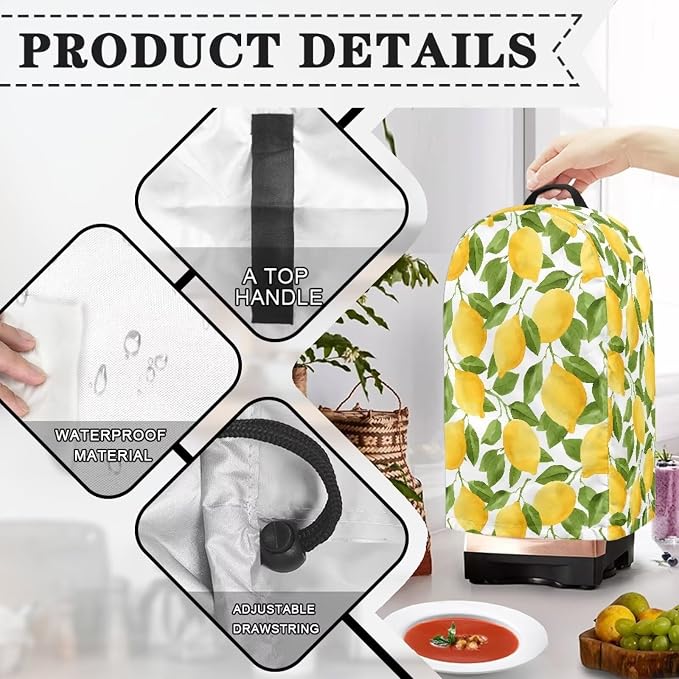 Lemon Leaf Print Countertop Blender Cover - Image 5