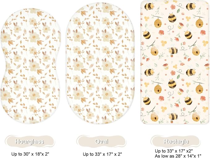 Bassinet Sheets for Baby Girls Boys 2 Pack, Fitted Baby Mattress Sheet for - Image 2