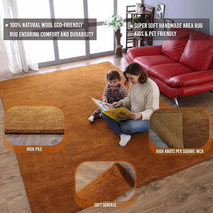 Rugsotic Carpets Hand Knotted Loom Wool ECO-Friendly Area Rugs - Image 4