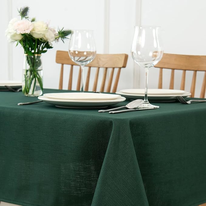 maxmill Faux Linen Textured Rectangle Tablecloth Water Resistant Wrinkle Free - Image 2