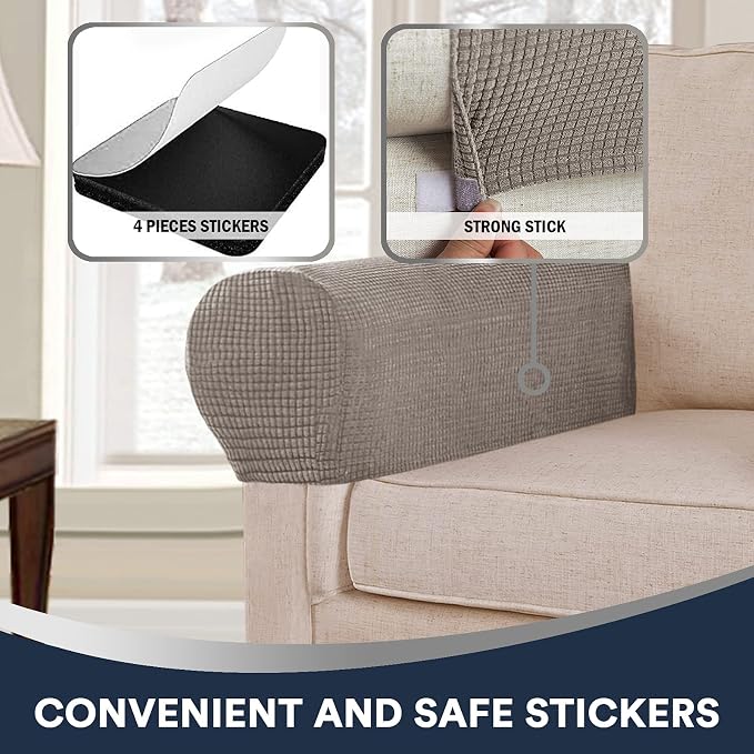 Stretch Sofa Arm Covers Spandex Jacquard Anti-Slip Couch Arm Covers - Image 5